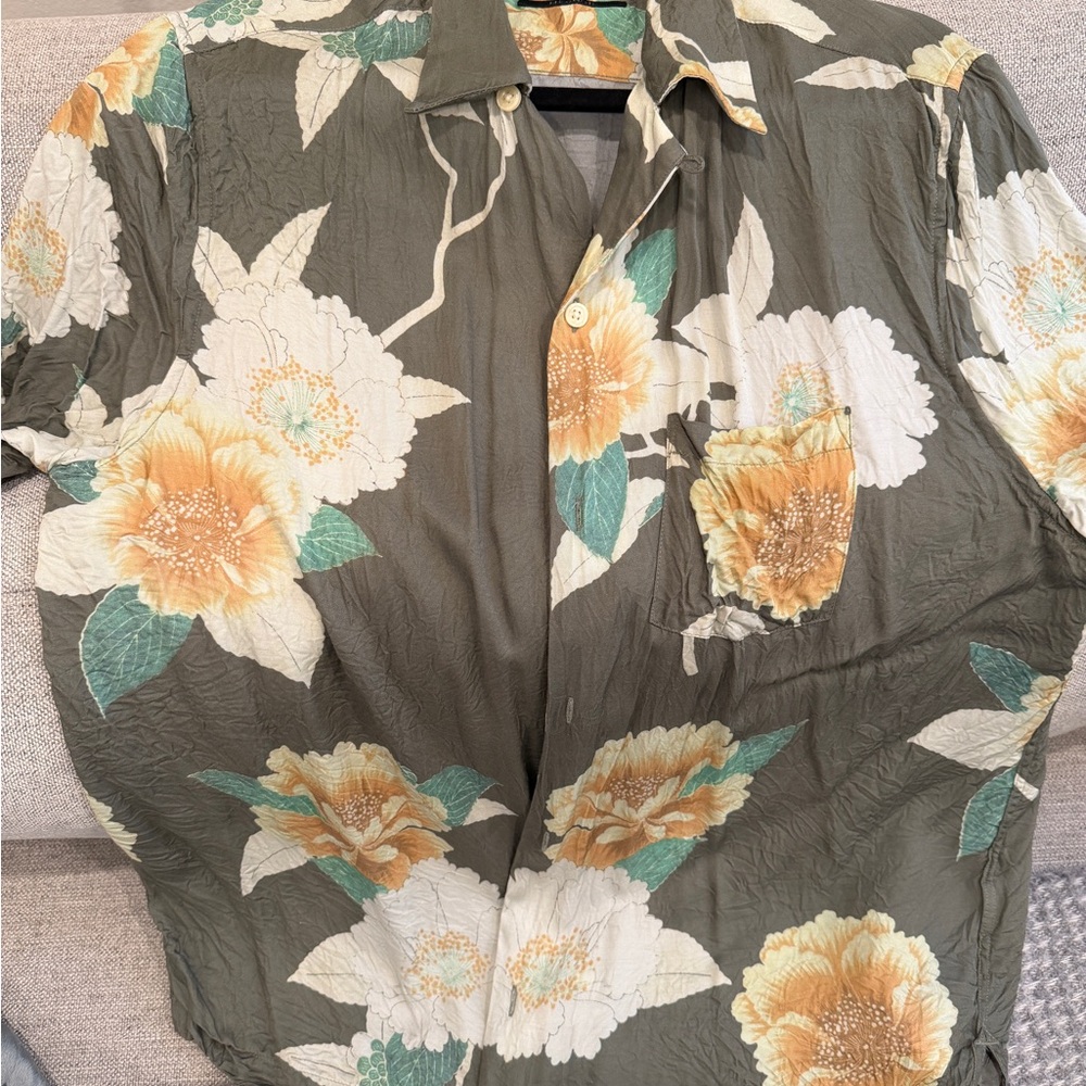 All Saints Floral Button-Up Shirt